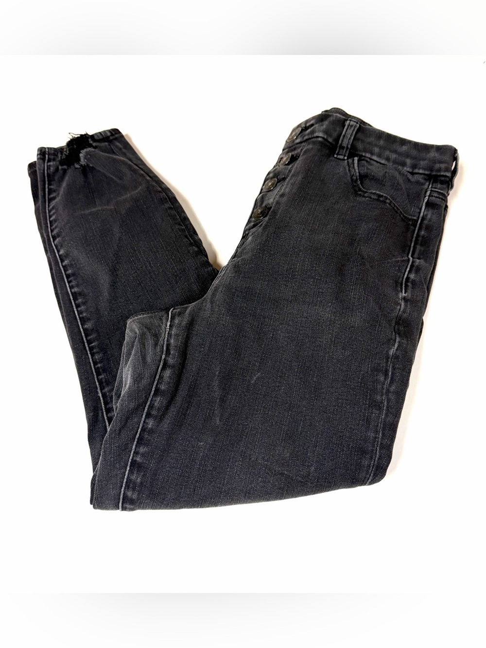 American Eagle Women’s Size 8 Curvy Hi Rise Jegging Crop Jeans Black Button Fly